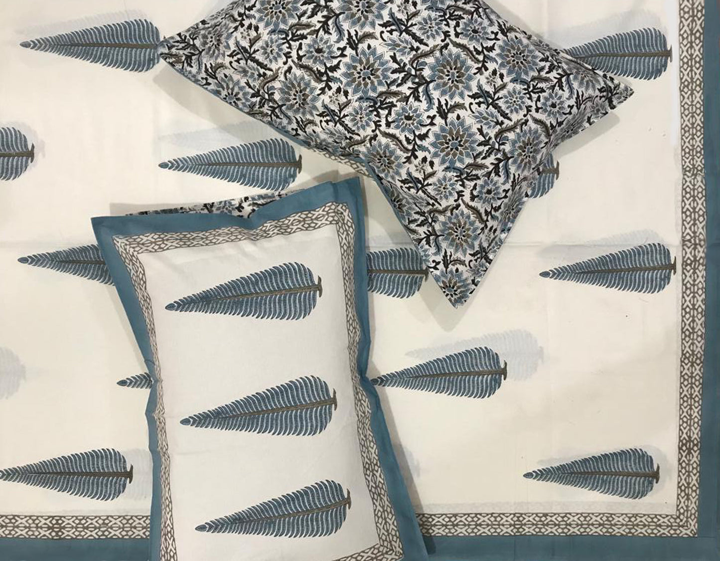 Boota Hand Block Printed Double Bedsheet Set