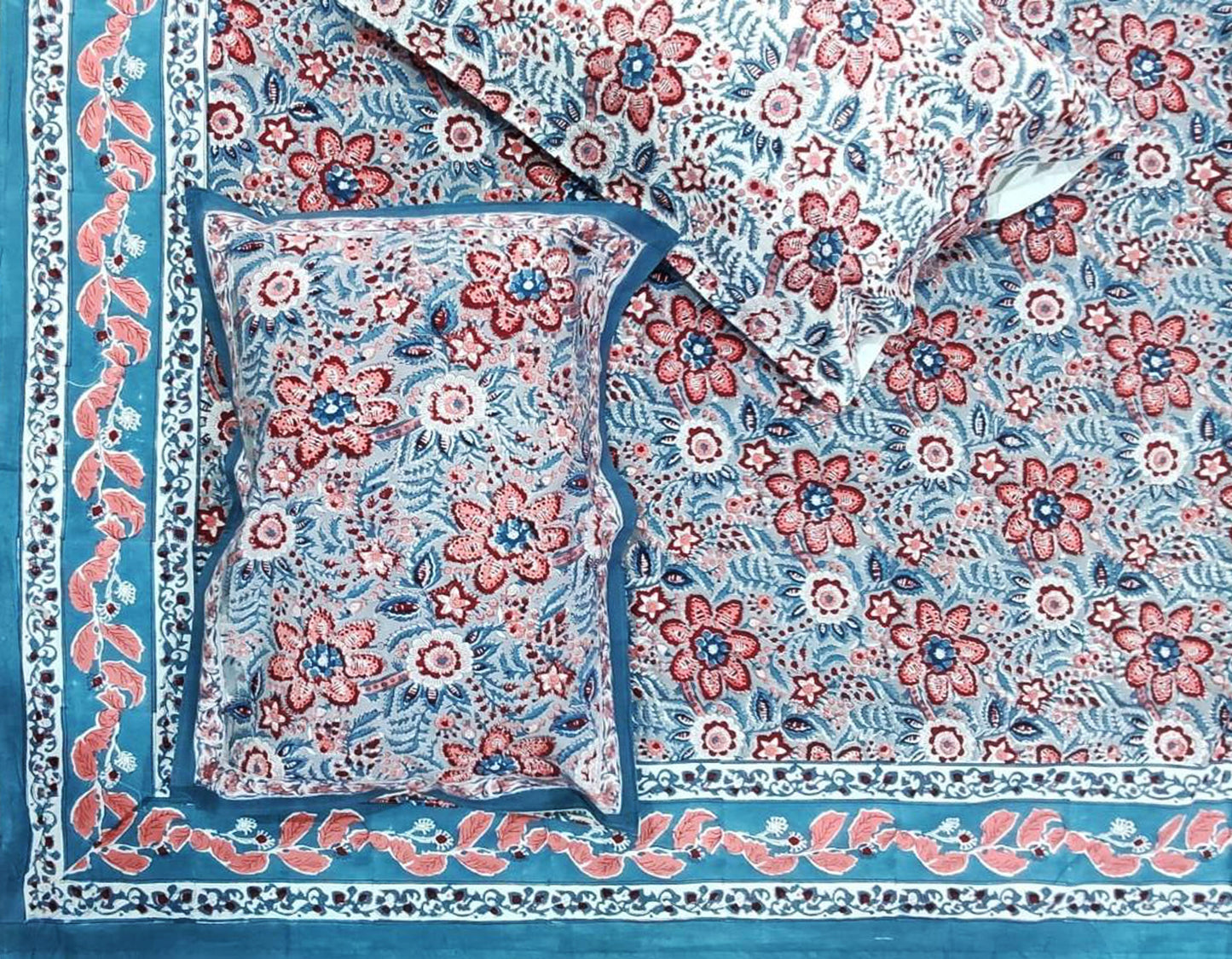 Lusha Hand Block Printed Double Bedsheet Set