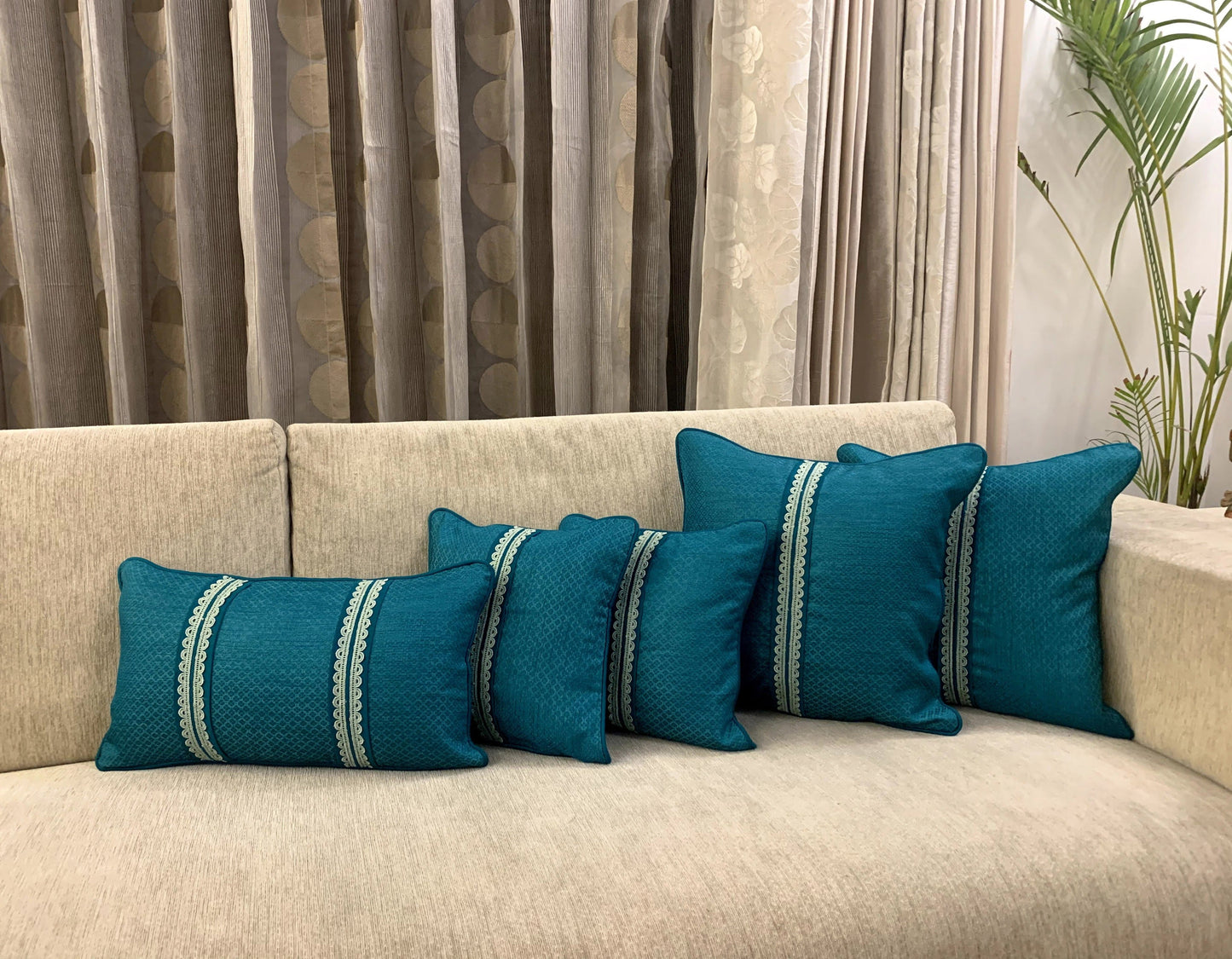 Teal cushion covers
