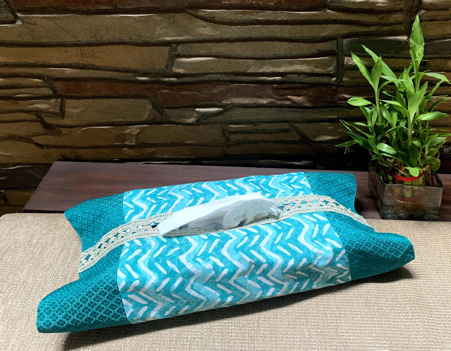 Cyan Ripples Tissue Box Cover