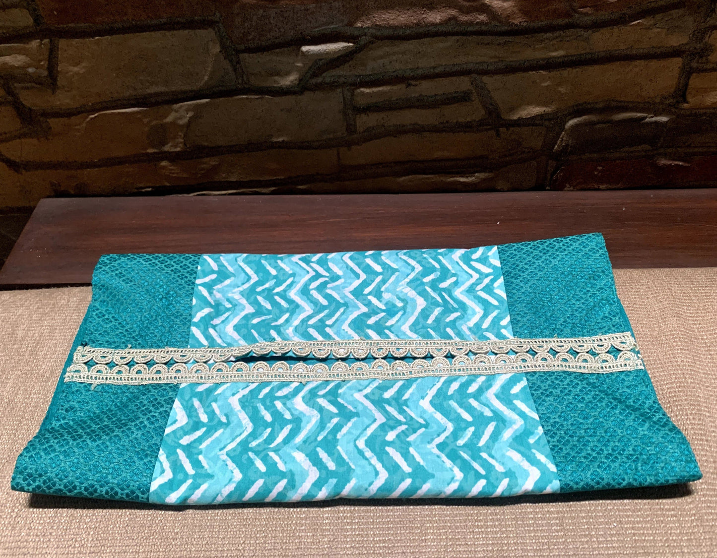 Cyan Ripples Tissue Box Cover