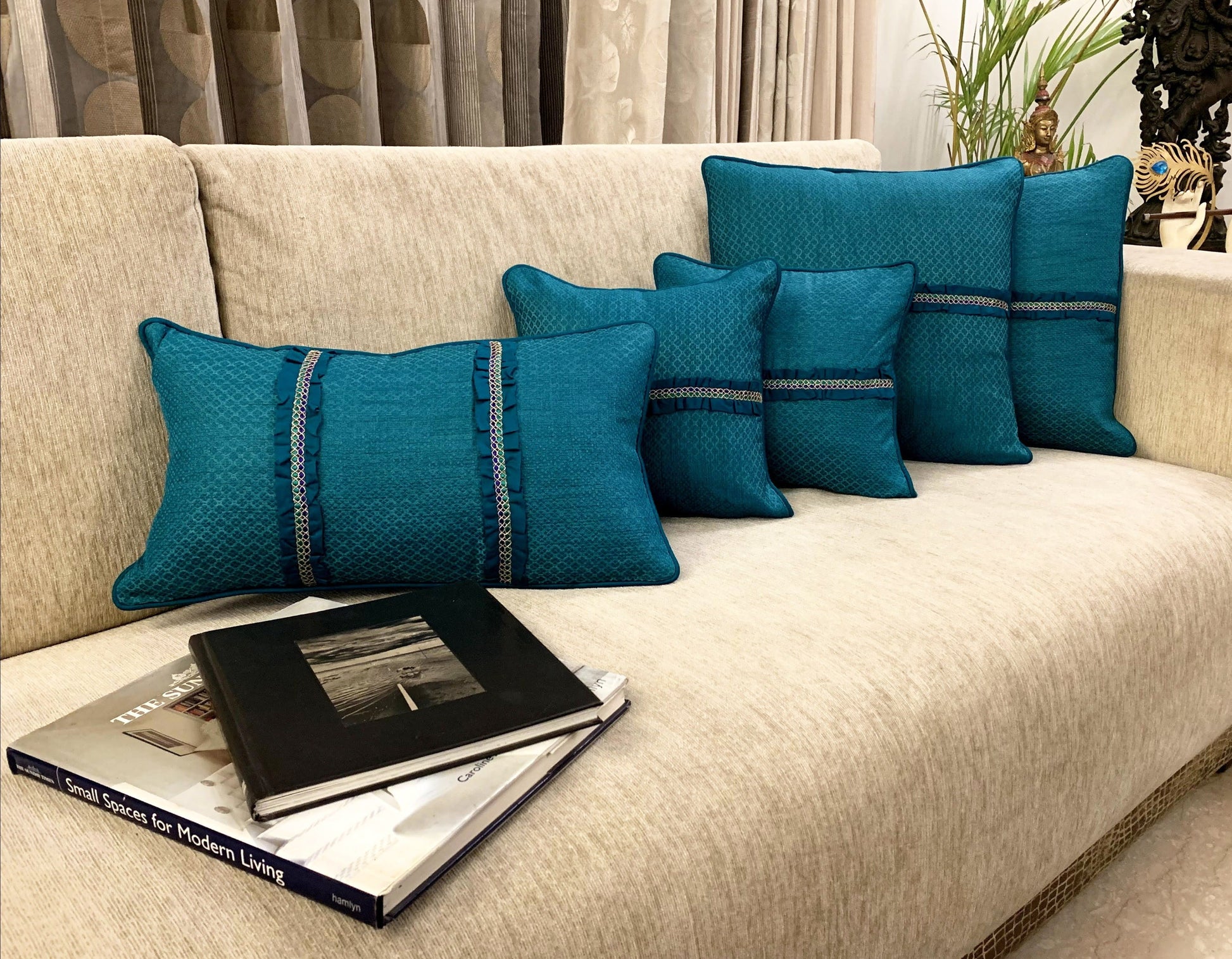 Teal cushion covers