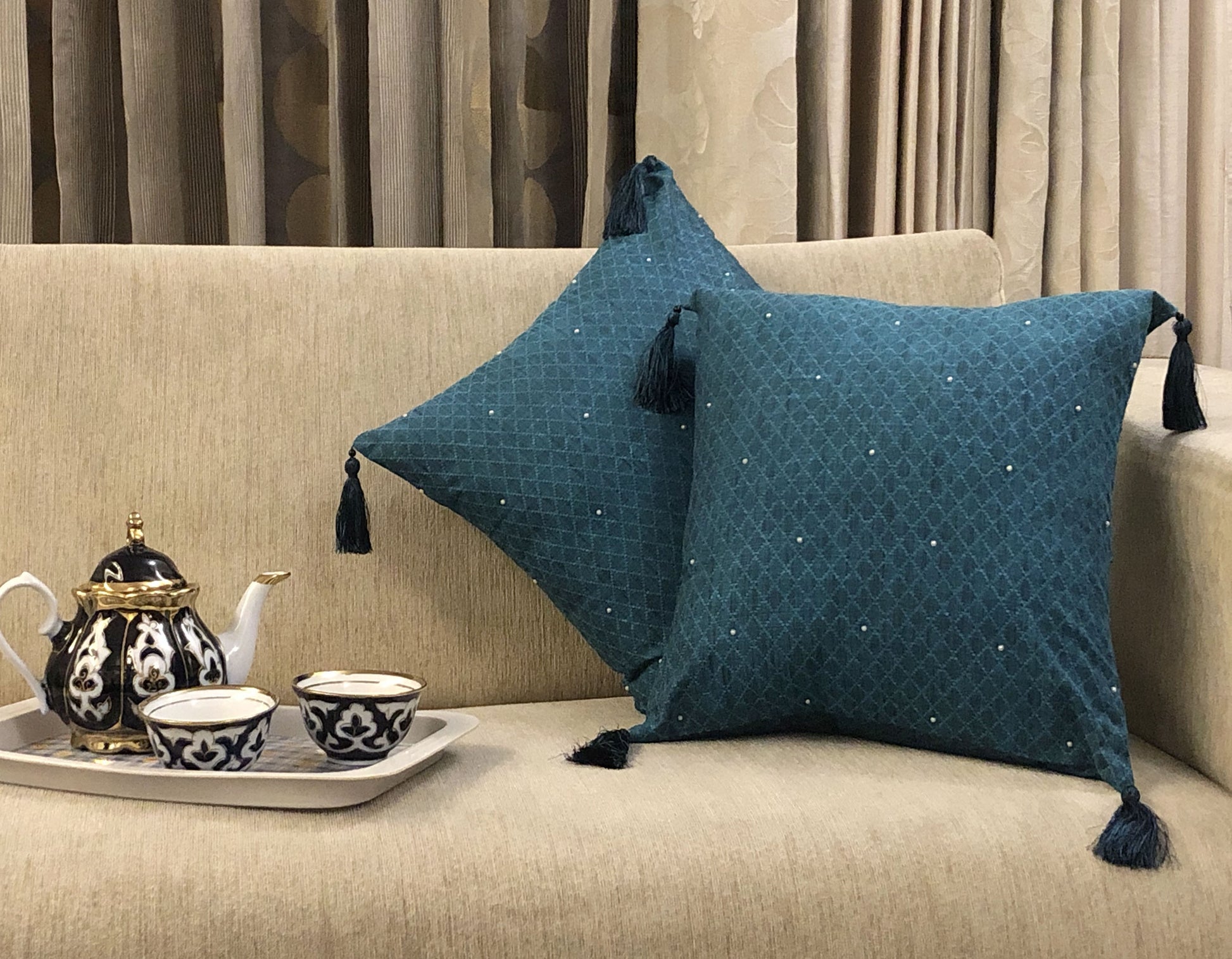 Blue cushion covers