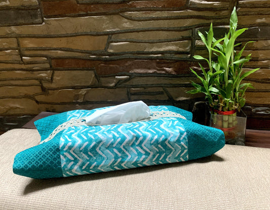 Cyan Ripples Tissue Box Cover