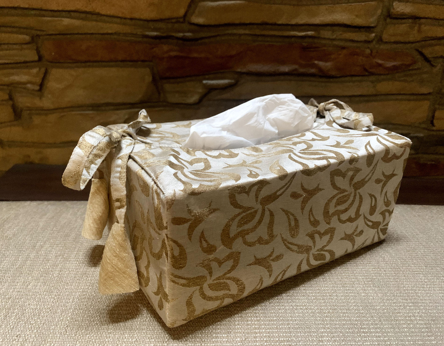 Gold Corolla Tissue Box Cover