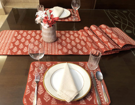 Red table mats and Runner sets 